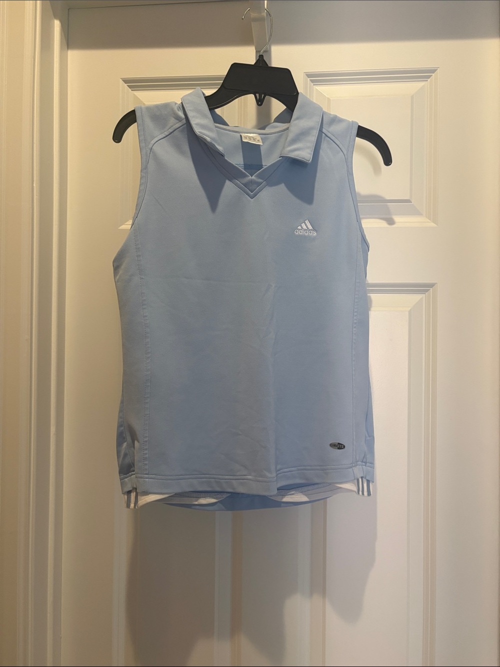 adidas Light Blue Sleeveless Polo Tank Top- 94% polyester, 6% spandex